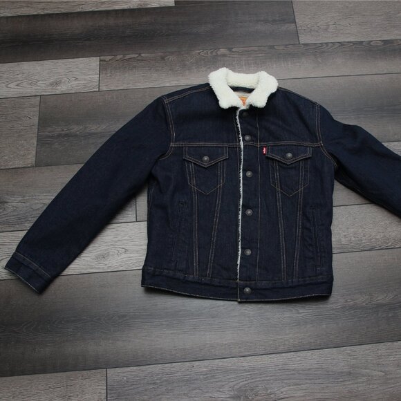 🧥 Levi’s Men’s Sherpa Trucker Jacket 👖 PC9-16365-0075 | Denim Lined Size Small - Picture 14 of 15